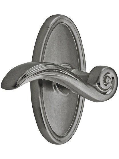 Oval Rosette Set With Elan Levers Left Hand in Antique Pewter.